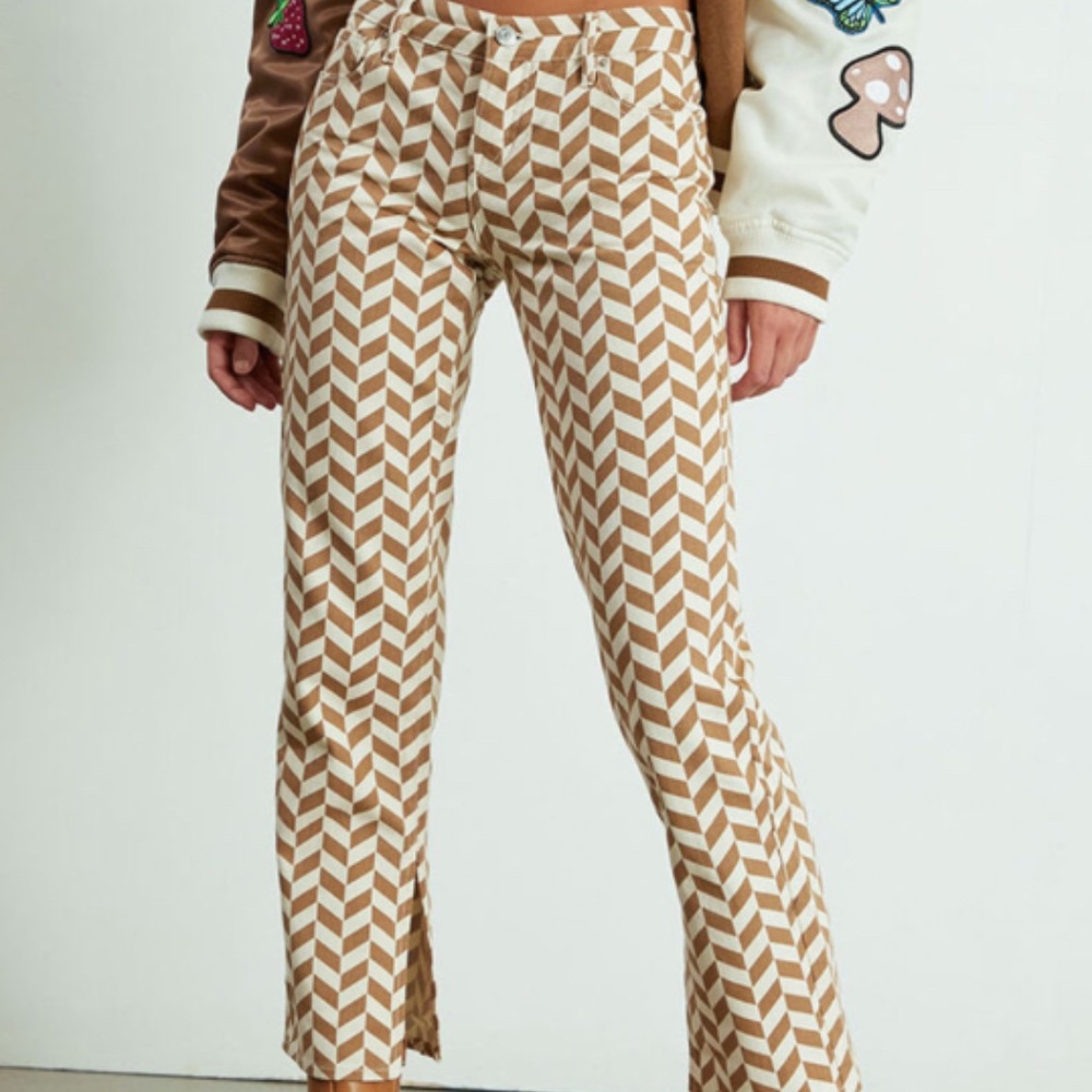 PacSun Brown Chevron Low Rise Straight Leg Jeans